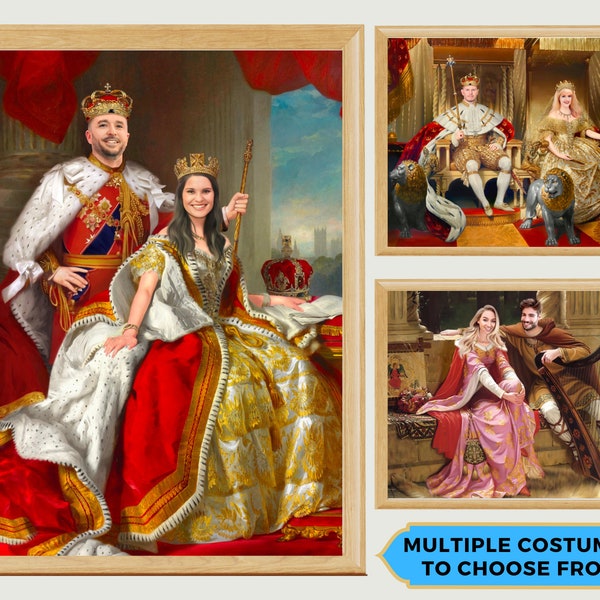 Royal Couples Portrait, Custom Couple Gifts, Renaissance Art, Wedding Gift for Couple Unique, Anniversary Gift for Parents, Valentines Day