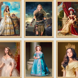 Custom Royal Portrait from Photo Renaissance Painting Victorian Queen Canvas Wall Art Personalized Gifts for Her Women Wife Mom Girlfriend