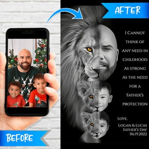 Custom Dad and Son Wall Art w/ Quote, Personalized Gift for Dad, Father&#39;s Day Gift from Son, Dad Gift From Daughter, Dad and Kids Canvas Art