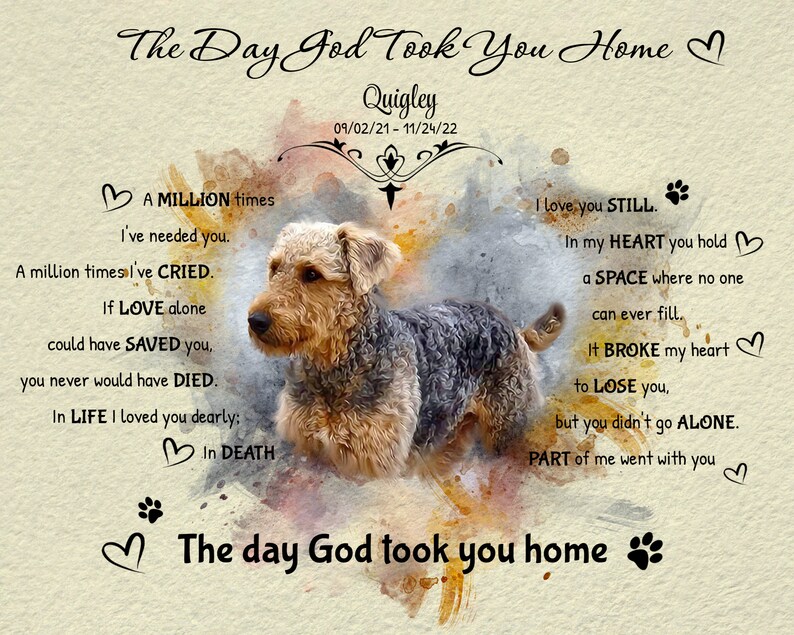 Custom Pet Memorial Portrait Painting Poem Deceased Pet Loss Etsy