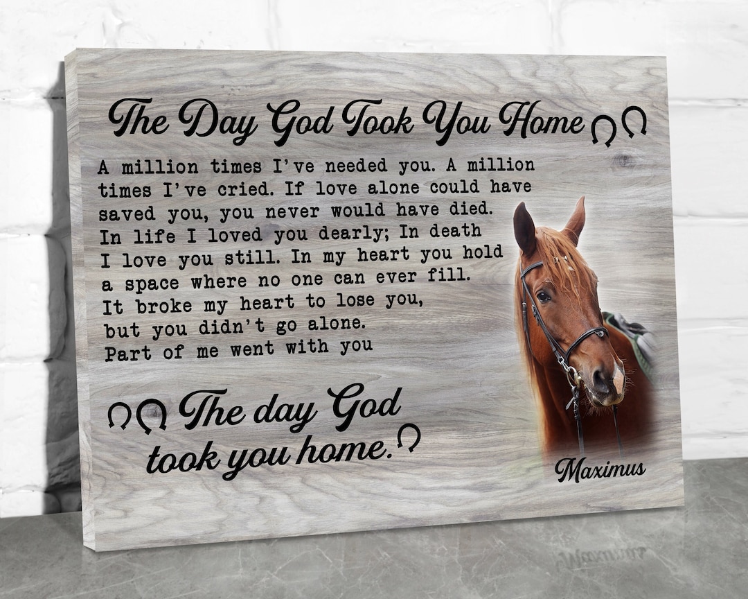 Horse Memorial Gift W/ Photo and Poem, Custom Pet Memorial Canvas