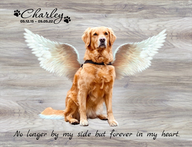 Dog Memorial Gift, Angel Pet w Wings Photo to Painting, Loss of Pet Memorial Gift, Custom Dog Remembrance, Pet Loss Gifts, dog sympathy gift imagen 7