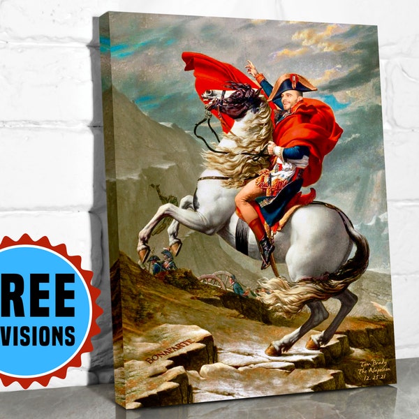 The Napoleon Custom Painting from Photo, Man on Horse Custom Portrait Male Canvas Wall Art Print Royal King Renaissance Decor Gifts for Men
