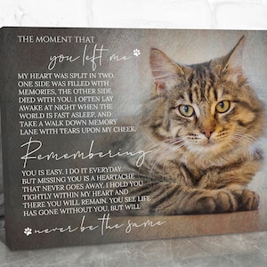 Custom Cat Memorial Gift, Pet Loss Gifts for Owner, Cat Memorial Frame, Cat Loss Gift, Cat Remembrance Print, Photo Memorial Canvas Wall Art