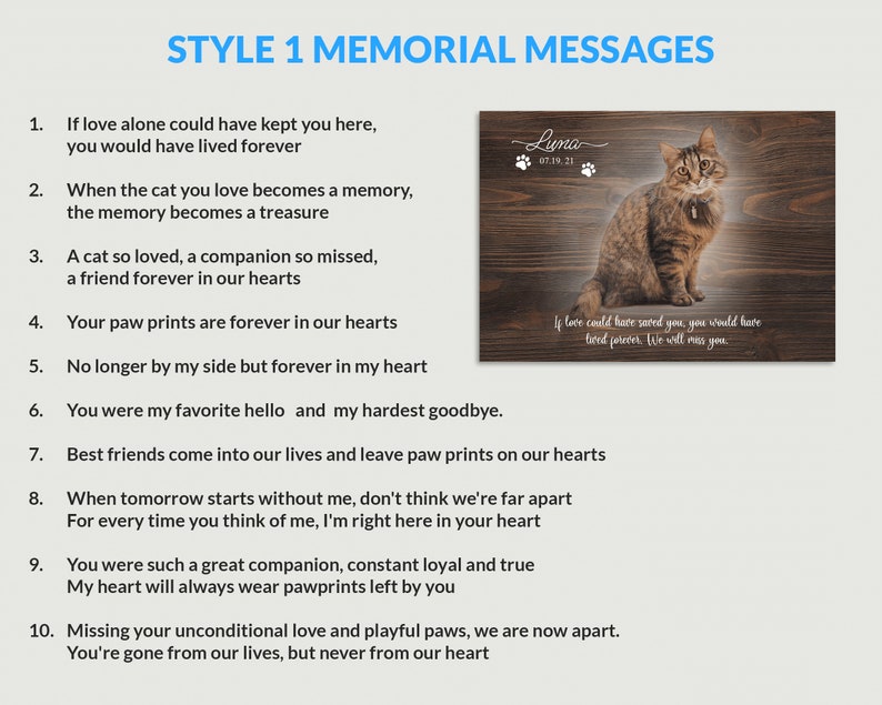 Custom Cat Memorial Gift w/ Photo & Poem, Pet Loss Gifts, Deceased Pet Memorial Gift, Cat Sympathy Gift, Cat Remembrance Gift, Cat Loss Gift image 5