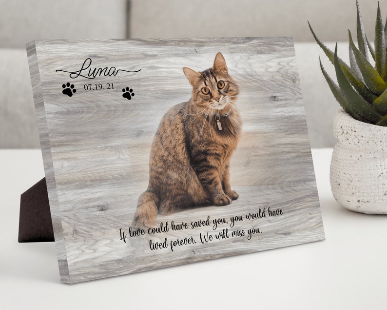 Custom Cat Memorial Gift w/ Photo & Poem, Pet Loss Gifts, Deceased Pet Memorial Gift, Cat Sympathy Gift, Cat Remembrance Gift, Cat Loss Gift image 2