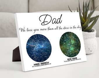 Custom Star Map by Date, Night Sky Wall Art Constellation Print Unique Dad Sign Personalized Fathers Day Gifts for Dad Birthday from Kids