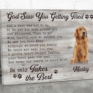 Personalized Dog Memorial Gift Wall Decor, Photo Frame Canvas, Pet Memorial Plaque, Pet Loss of Dog Remembrance, Deceased Dog Sympathy Gifts