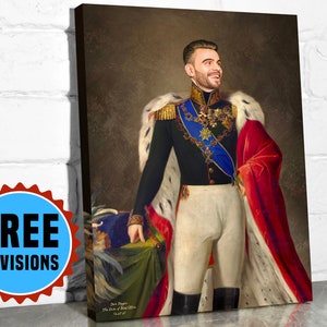 Custom Portrait From Photo Royal King Painting Renaissance Decor Male Wall Art Print Canvas Personalized Gifts for Men Who Have Everything