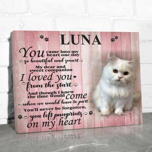 Custom Cat Memorial Gift, Pet Loss Gifts for Owner, Cat Memorial Frame, Cat Loss Gift, Cat Remembrance Print, Photo Memorial Canvas Wall Art