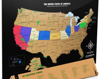 Scratch Off Map Of The United States, USA Travel Poster Print, Wall Map, US States, Travel gift, Gift For Him, Gift For Her, 24"x17"