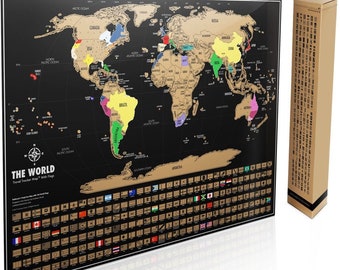 Scratch Off World Map - Scratch Off Map Of The World Poster Print - Gift For Him - Gift For Her - Gifts For Traveler - Travel Gift Idea