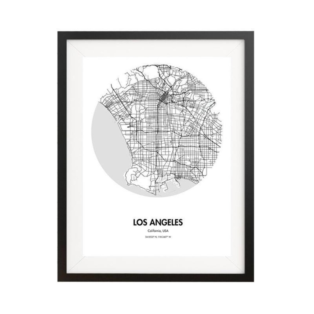 Los Angeles Map Print Poster, LA Map Gift, Los Angeles Wall Art, Modern ...