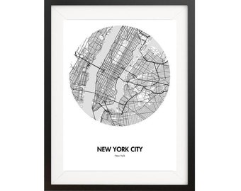 New York City Map Print Poster - Map Gift - Map Print -  New York City Wall Art - City Map - Map Of NYC - NY Map
