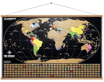 Large Framed Scratch Off Map Of The World, Travel Map Poster, Travel Gift, Gift For Him, Gift For Her, Unique Gift Idea, 36"x24"