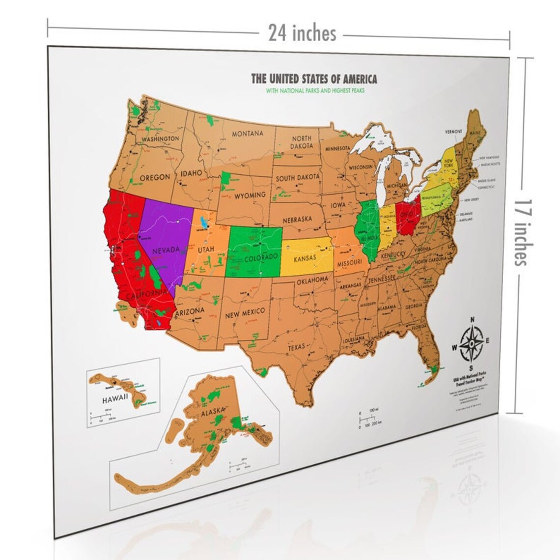 Scratch off USA Map 24 Hanger Frame Map of the Etsy