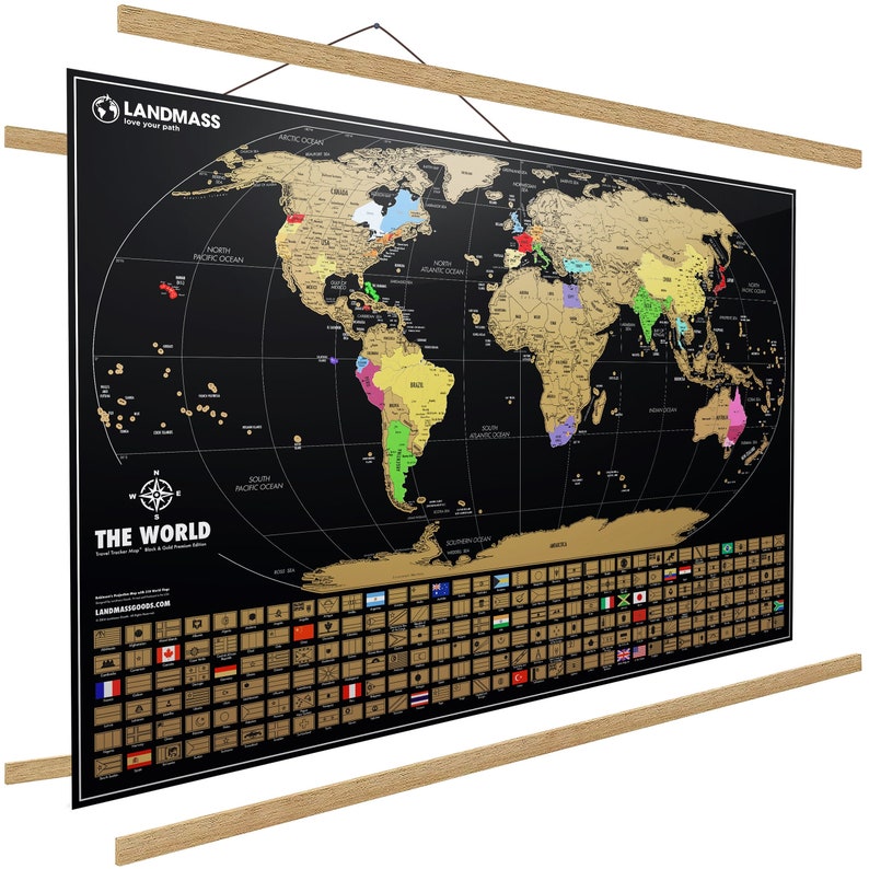 XL Scratch off Map Frame 24 h X 36 W Inches Black Etsy