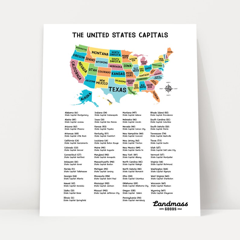 Lista Foto Mapa De Estados Unidos Con Nombres Y Capitales Para