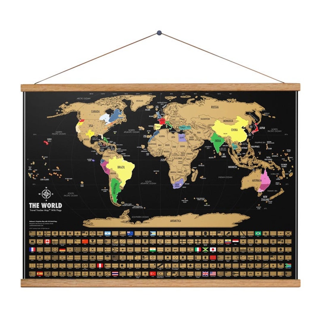 Scratch off Map Frame Scratch off Map of the World Poster Print Travel 