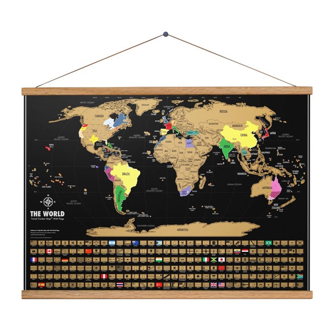 Scratch Off Map of The World : United States USA Scratchable Travel Wall Art Large World Map Poster Travel Tracker US State & Country Flags