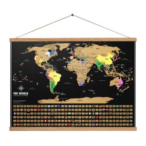 Scratch Off Map + Frame - Scratch Off Map Of The World Poster Print - Travel Tracker - Travel Gift - Gift For Him - Gift For Her