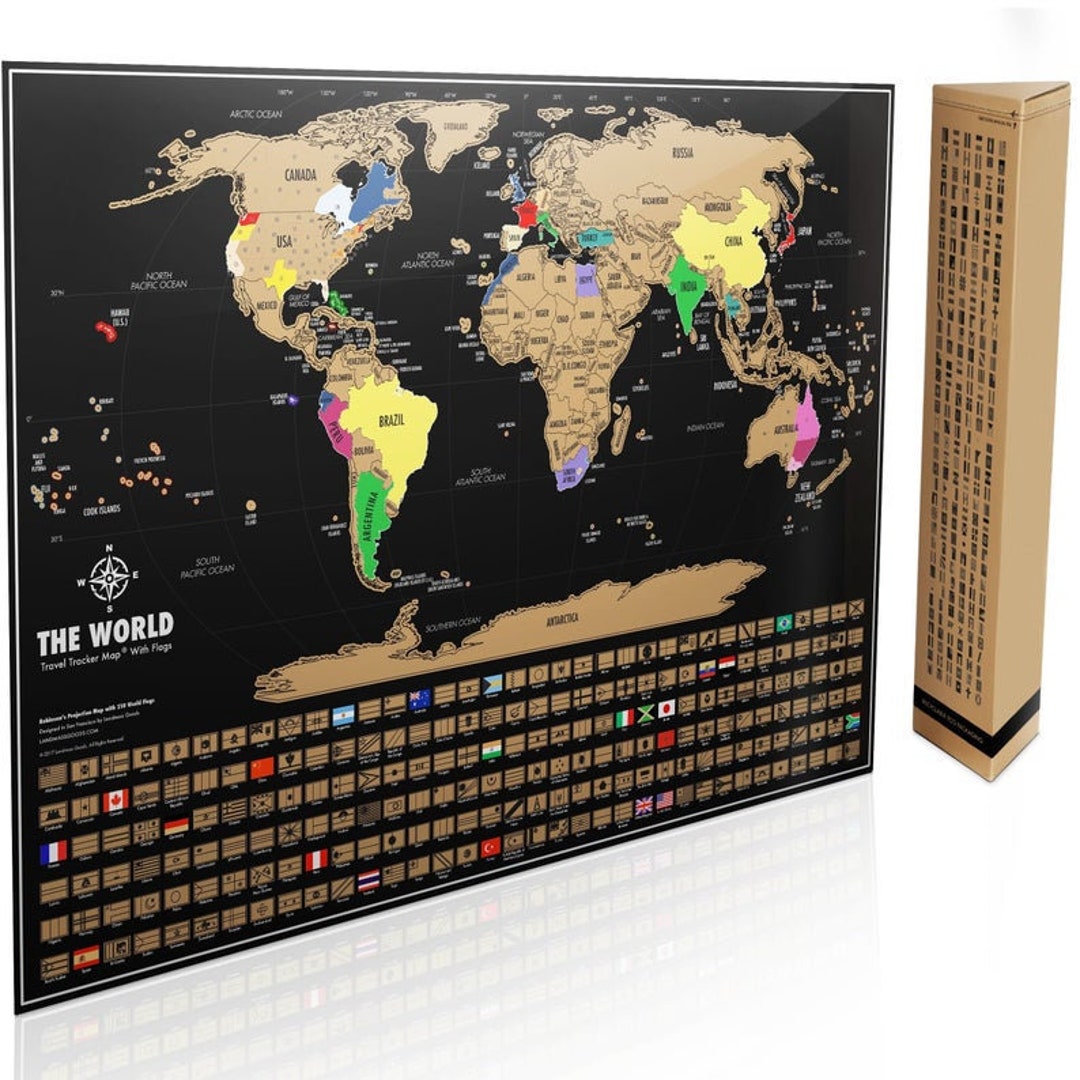 Travel Map Scratch Off | Scratch Off Map of United States, Europe & Asia |  Map of the World Poster + BONUS Travel Gifts: Gift Tube, Accessories Kit 