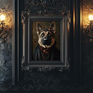 German Shepherd Monster Halloween Portrait Digital Download | Spooky Printable Wall Art