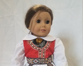 Norwegian Doll Dress  -  Handmade, Fits 18" American Girl Doll