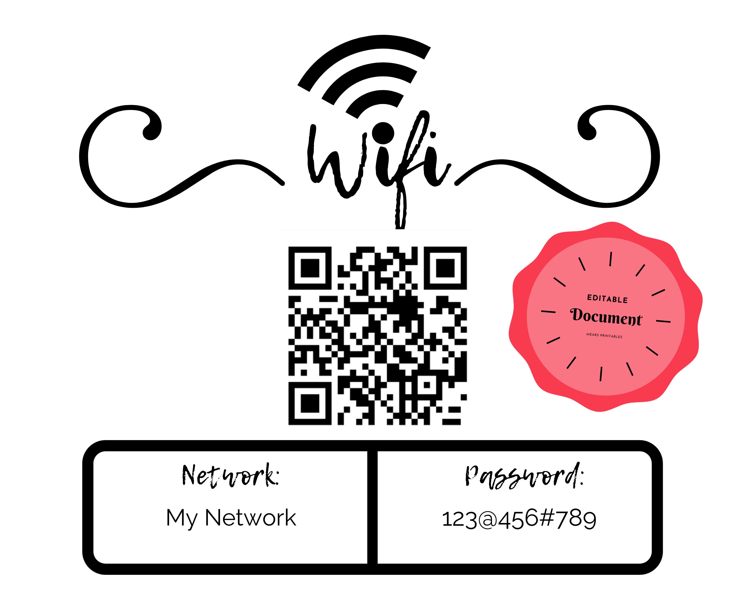 Wifi Display with QR Code WiFi Print Wall art Home decor | Etsy