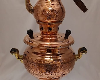 New Model, Handmade Copper Turkish Samovar, Desenli Bakir Semaver, Copper, Turkish tea, Copper Semaver, Copper Samovar, Embroided Samovar