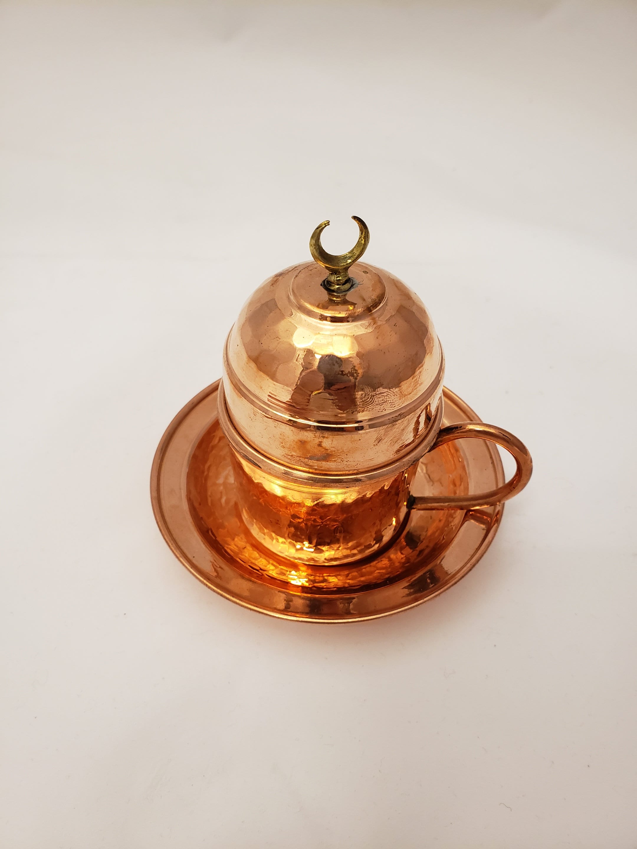 Turkish Coffee Cup | Copper Coffee Cup | Espresso Cups | Handmade Cup | Cup with Saucer and Lid | Copper Tea Cups | Traditional Coffee Cup
