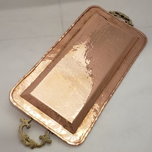 Copper Tray | Serving Tray | Coffee Table Tray | Rectangular Tray | Decorative Tray | Tray with Handles | Tea Tray | Hammered Copper Tray image 7