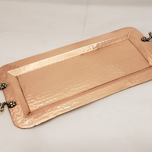 Copper Tray | Serving Tray | Coffee Table Tray | Rectangular Tray | Decorative Tray | Tray with Handles | Tea Tray | Hammered Copper Tray