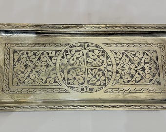 Plateau en cuivre vintage fait main, plateau vintage, décor en cuivre, dinanderie, plateau