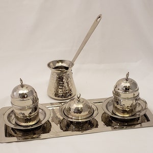 Handmade Copper Turkish Coffee Set | Nickel Coated Coffee Set | Turkish Coffee Set | Espresso Set | Coffee Lovers Set | Coffee Set |Gift Set