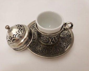Handmade Etched Copper Single Turkish Coffee Cup, Turkish Coffee, Coffee Cup, Copperware, Espresso, Kahve