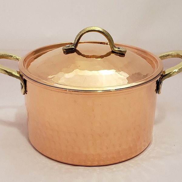 Handmade Copper Pot | Turkish Copper Pot | Copper Cookware | Copper Cooking Pot | Handled Copper Pot | Vintage Pot | Hammered Copper Pot