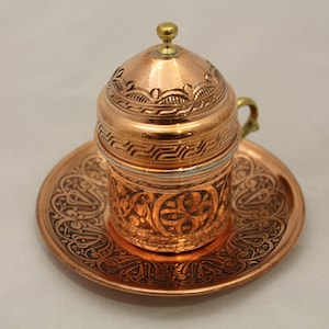 Handgemachte geätzte kupferne einzelne türkische Kaffeetasse, türkischer Kaffee, Kaffeetasse, Kupferwaren, Espresso, Kahve