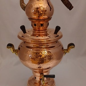 New Model, Handmade Copper Turkish Samovar, Dovme Bakir Semaver, Turkish tea, Copper Nickel Plated, Copper Samovar, Hand Hammered Samovar