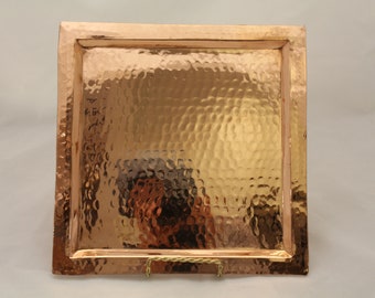 Handmade Turkish Copper Square Tray