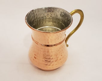 Caneca de cobre feita à mão, 8,5 oz (250 mL), caneca de cobre turca, caneca, utensílios de cobre, copo de cobre para beber