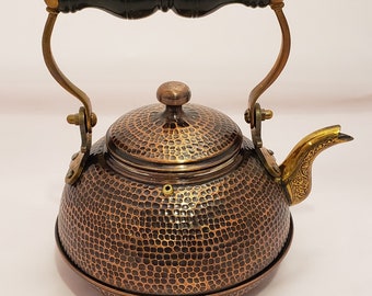 Handmade Wide Copper Kettle, Copper Kettle, Tea Kettle, Kettle, Tea Pot, Copper Teapot, Outdoor Teapot, Hammered Teapot