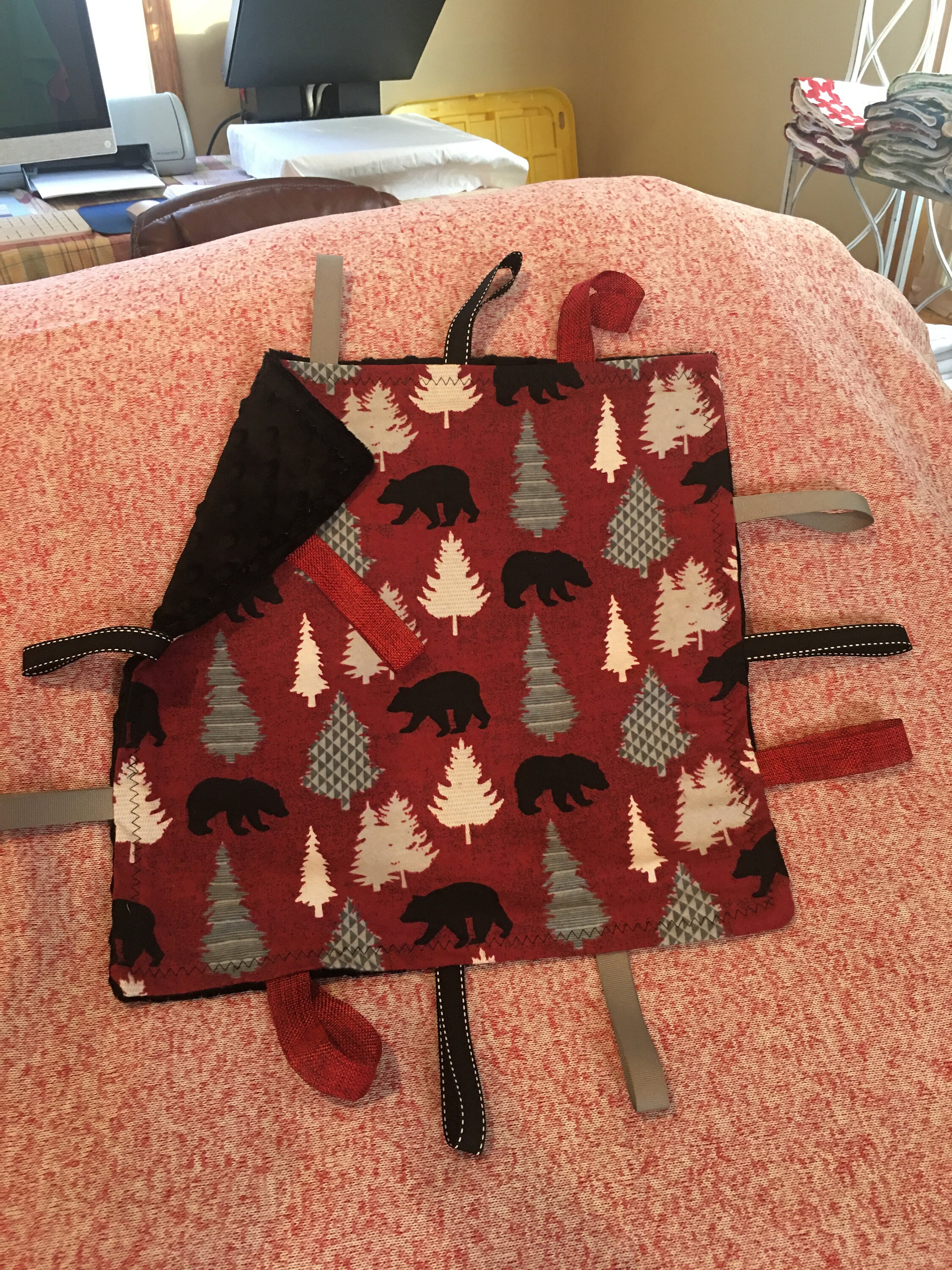 Rustic Black Bear Security Blanket Etsy