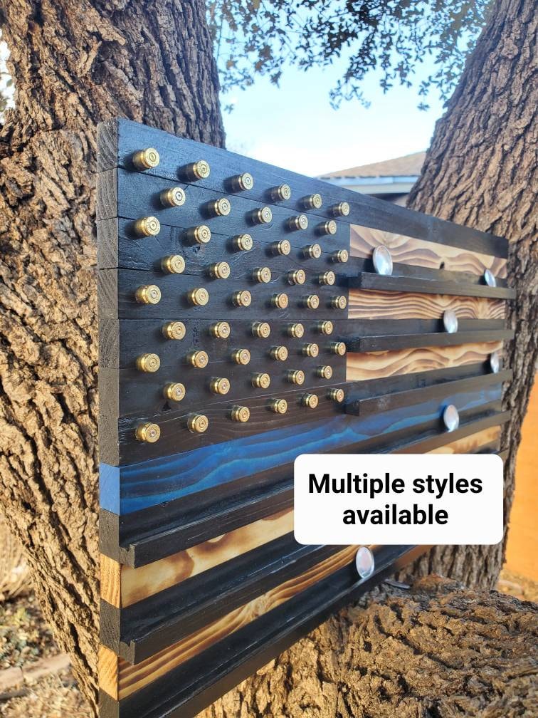 Thin Blue Line Flag Challenge Coin Display | Custom Challenge Coin Holder
