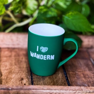 Soft-Touch Mug Green &quot;I love Hiking&quot; | Gift Hiking | Hiker | Mountaineer | Outdoor Gifts
