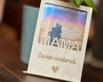 Spruchreif | Holzbilderrahmen Mama | Bilderrahmen Natur | Bilderrahmen mit Gravur | Gravur Geschenk Mama | Geschenk für Mama | Muttertag