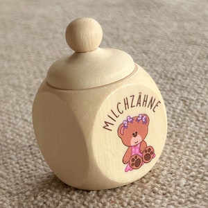 Colored wooden box &quot;milk teeth&quot; bear | Wooden milk tooth box with lid and UV print | Tooth box for baby teeth | Gift | Tooth fairy