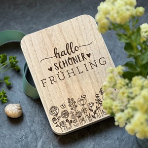 Saying board "Hello beautiful spring" | Decorative board with saying | Decorative stand with lettering | Spring decoration | Spring decoration