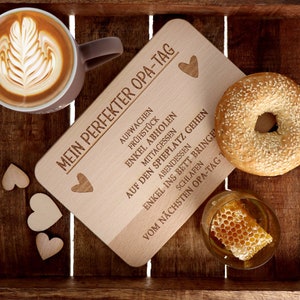 Breakfast board &quot;My perfect grandpa day&quot; | Board with engraving | Wooden breakfast board | Gift Grandpa | Father&#39;s Day | grandparents