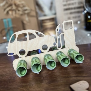 Wooden display money gift &quot;Driver&#39;s license/new car&quot; | Gift driver&#39;s license | Fuel voucher